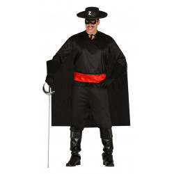 Disfraz de justiciero negro adulto. Disfraz de El Zorro para adulto