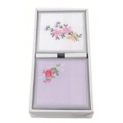 Pañuelo de tela con flores bordadas, 41*41cms