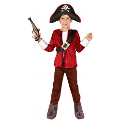 Disfraz de Pirata Rojo Infantil. Disfraz de Capitán Bucanero para niño