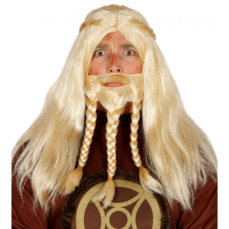 Es mas que espejo Mortal Peluca y Barba de Vikingo Rubio - Peluca de Thor | Bazar Chinatown