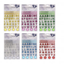 Set de Letras y Perlas Adhesivas, Varios Colores