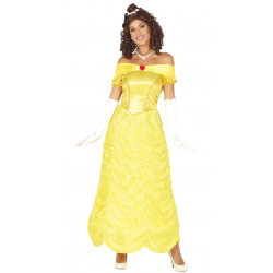 Disfraz de princesa amarilla adulta. Vestido de princesa Bella de Disney