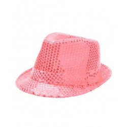 Sombrero Gángster con Lentejuelas Rosa - Sombrero de Fiesta