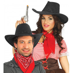Sombrero de Cowboy Negro - Terciopelo y Tacto-piel