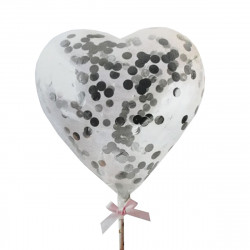 Set de globos de Corazón con Confetti Plata