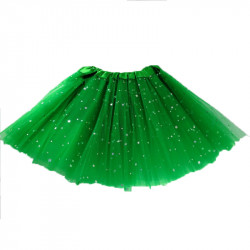 Tutú con Estrellas Infantil, Verde Oscuro - Falda de Tul 30cm