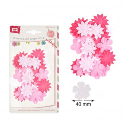 Flores de papel seda rosas y fucsia para decoración scrapbooking