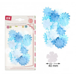 Flores de papel seda azul para decoración scrapbooking