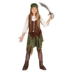 Disfraz de Bucanera Verde Infantil - Disfraz de pirata para niña