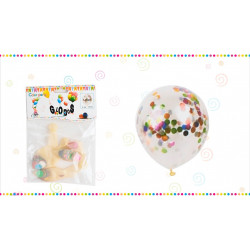 Set de 3 Globos Transparente con Confeti- Globos para Decorar Fiestas