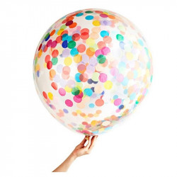 Globo Gigante con Confeti de Colores. Globo Burbuja Transparente con confeti Ø80 cm