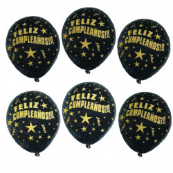 Globos Negros de Feliz Cumpleaños 6Pcs - Globos para decorar Fiestas
