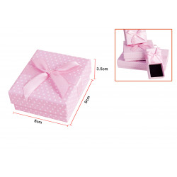 Cajas de Regalo Color Rosa con Lunares y Lazo Rosa de 9 x 8 x 3.5 Cm