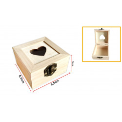 Caja de Madera de 8.5 x 8.5 x 5 Cm - Caja de madera corazón