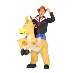 Disfraz de cowboy y caballo hinchable para adulto