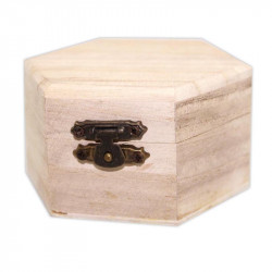 Caja de madera hexagonal para regalo y bisutería 4x5 cm