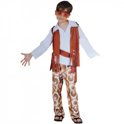 Disfraz de hippie boy infantil. Disfraz de hippie marrón para niño