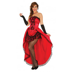 Disfraz burlesque rojo para adulta. Vestido de can can rojo y negro