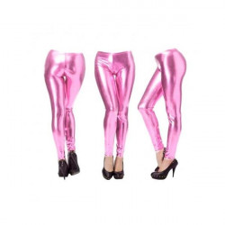 Leggins / panty metalizado color rosa adulto