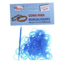 Gomas para pulseras azul flúor- 150 gomas infantiles