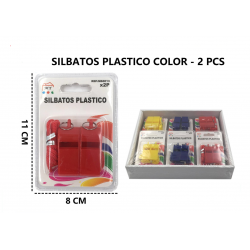 Silbato plástico varios colores,2 unidades