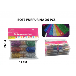 Bote Purpurina x6 unidades,colores surtidos