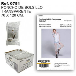 Poncho de Bolsillo transparente 70x120cm