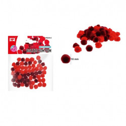 Bolitas Pompom 10mm rojo y burdeo,PM205-8