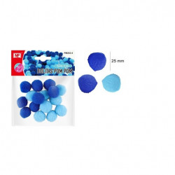 Bolitas Pompom 25mm azul