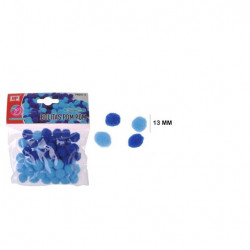 Bolitas Pompom 13mm azul
