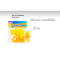 Bolita Pompom con pelo amarillo,20mm