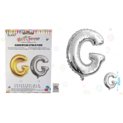 Globo Mylar Letra "G" Metalizado en Oro y Plata - Globos para Cumpleaños