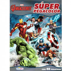 Super pegacolor + Pegatinas de Los Vengadores - Libro para colorear infantil