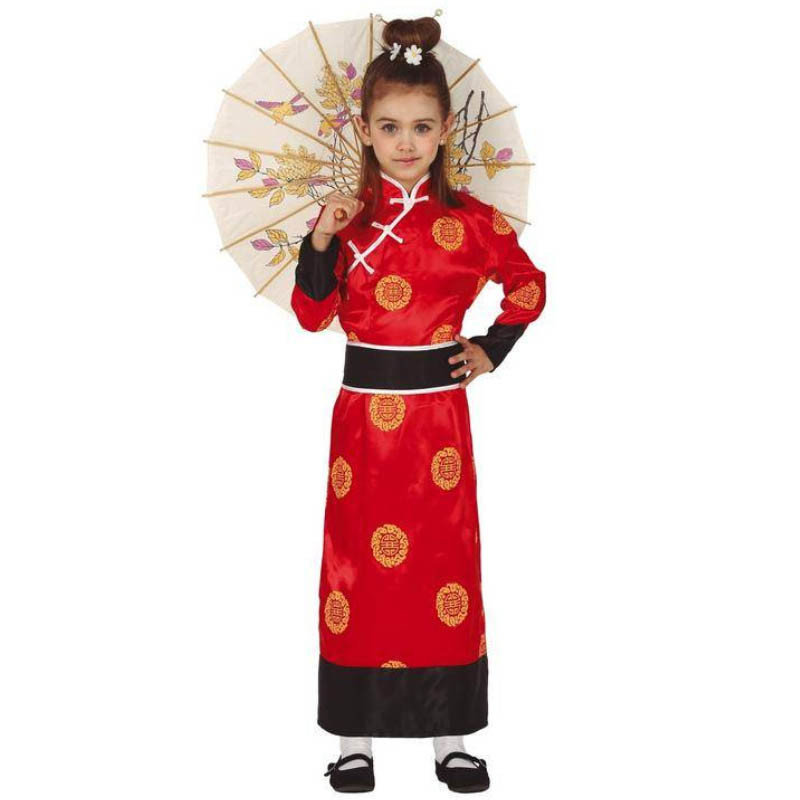 Disfraz de China Infantil - Vestido Kimono Rojo para Niña | Bazar Chinatown