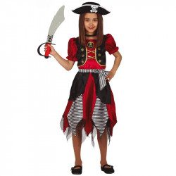 Disfraz de pirata roja infantil - Vestido de pirata para niña