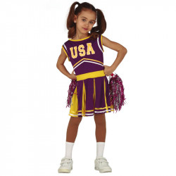 Disfraz de Animadora lila infantil - Disfraz de Cheerleader morada para Niña
