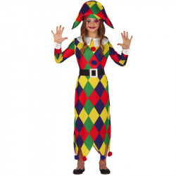 Disfraz de arlequina colorida infantil - Vestido de arlequín para niña