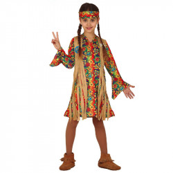 Disfraz de hippie infantil - Vestido de hippie con flecos para niña