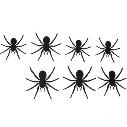 Pack 12 Arañas Negras de cartón, 11 cm