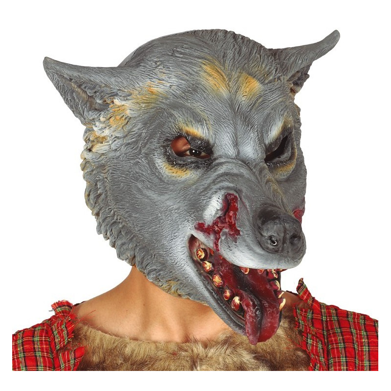 Máscara de lobo gris látex - Careta lobo feroz