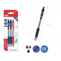 Pack ahorro 3 bolígrafos Ballpoints Negro, Azul y Rojo - 1.00 mm