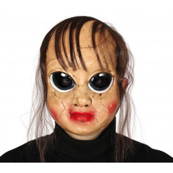 Máscara muñeca rota con pelo PVC - Careta niña
