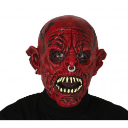 Máscara monstruo rojo látex - Careta Demonio con colmillos