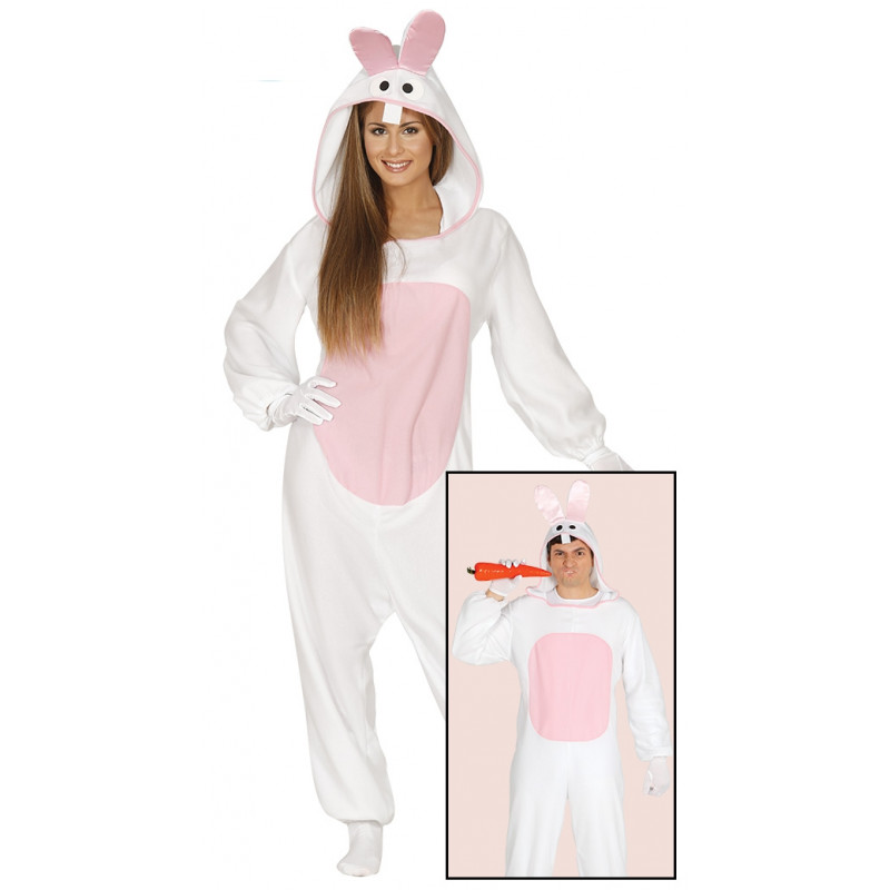  Disfraz pijama de conejo blanco para adulto. Disfraz de conejito para mujer y hombre