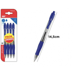Pack ahorro 4 bolígrafos ballpoint retraíbles - azul