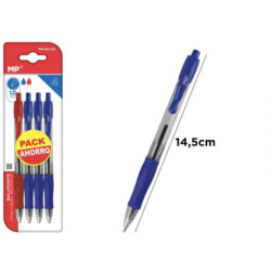 Pack ahorro 4 bolígrafos ballpoint retraíbles - azul, rojo