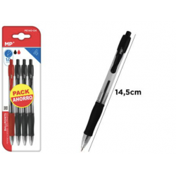Pack ahorro 4 bolígrafos ballpoint retraíbles - Negro, rojo