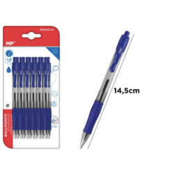 Pack ahorro 12 bolígrafos ballpoint retraíbles -azul