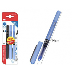 Pack de 3 Bolígrafos de Tinta Líquida con Punta de Aguja de 0.5 mm - 2 azul, 1 negro