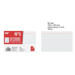 Pack 100 fichas de cartulina 100x150mm 180 g/m2 - Notas blancas líneas cartulina